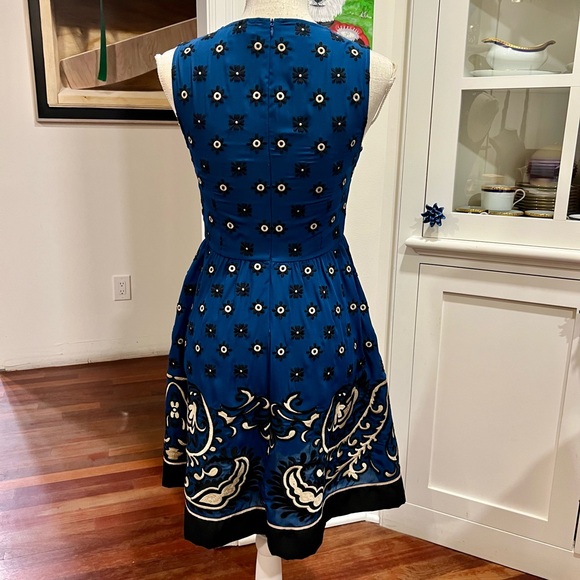 RED Valentino Embroidered Blue and Black Midi Dress - Picture 10 of 14